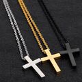 Damen Herren Halskette Kreuz Anhänger Edelstahl Kette Silber / Schwarz / Gold