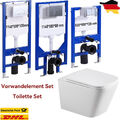 Komplett Set Spülrandlos Hänge WC Siphon Spülung Toilette + Vorwandelement Set