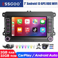 7" 2+32G Carplay Autoradio Android 13 GPS DVR MIK Kam Für VW GOLF 5 Touran Polo