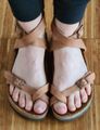 Birkenstock Yara 37 Zehentrenner Sandale Braun Leder Bio Natur Fersen- Dämpfung 