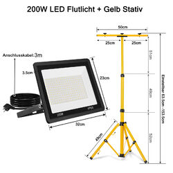 2er LED Fluter Flutlicht 50W/100W/200W Scheinwerfer Baustrahler+ Stecker Stativ