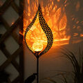 LED Außen Lampe Solar Flammen-Optik crackle Glas Erdspieß Garten Steck Leuchte