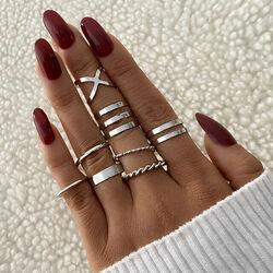 Ringset 8 Midi Ringe Fingerring Fingerspitzenring Knöchelring Gold Silber