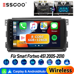 6+128G Android13 Für Benz Smart Fortwo 451 2005-2010 Carplay Autoradio Navi WiFi