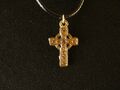 Anhänger Kreuz mit Kette 24 Karat Vergoldet Charm Religon Kirche Jesus Glauben