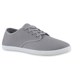 Herren Sneaker Low Schnürer Bequeme Basic Stoff Schnür-Schuhe 841307 Mode