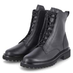 Paul Green Schnürstiefeletten Combat Boots Schwarz Leder Reißverschluss Damen