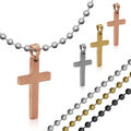 Kugelkette Halskette Ketten Set + Kreuz Anhänger Kruzifix Edelstahl Damen Herren