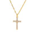 Damen Kette mit Kreuz Anhänger 750 Gold 18K vergoldet Edelstahl Zirkonia K6323DL