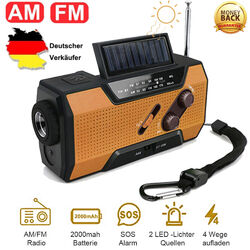 Solar Radio Kurbelradio Tragbares Notfall AM/FM mit USB Handyladefunktion Gelb