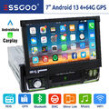 Autoradio 1 DIN 4+64G Carplay Android 13 mit 7 Zoll Bildschirm GPS Navi RDS WiFi