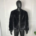 Neu Winter Männer echte Rex Kaninchen Pelz Mantel Bomber Jacke Baseball Outwear