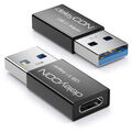 2x USB3.1 Adapter Stecker ALU USB-C Ladeadapter Konverter USB A auf USB C Buchse