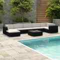 8-tlg. Garten-Lounge-Set mit Auflagen Poly Rattan Schwarz