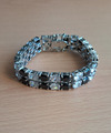 Armband Saphir/Weißtopas - schwarz/weiß - 925 Silber rhodiniert - 19 cm Länge