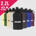 Smilodox Edelstahl Trinkflasche XXL Schwarz 2,2 Liter BPA Frei Sport, Fitness