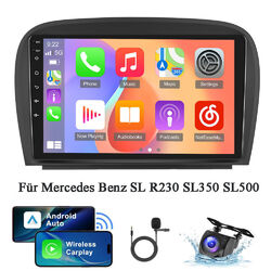 Android 13 Autoradio GPS Navi CarPlay Für Mercedes Benz SL R230 SL350 SL500 +Kam