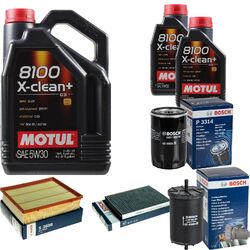 BOSCH Inspektionspaket 7 L MOTUL 8100 X-clean+ 5W-30 für Skoda Superb I 2.0