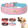 Personalisiert Hundehalsband Strasshalsband Leder Halsband mit Namen Gravur M-XL