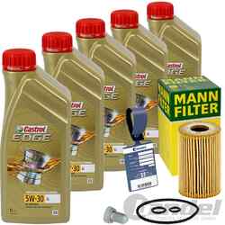 MANN ÖLFILTER+CASTROL 5W-30 ÖL passend für VW GOLF 5+6 PASSAT B6+B7 1.6-2.0 TDI