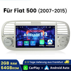 Carplay 7" Android 13 Autoradio Für Fiat 500 07-2015 GPS Navi WIFI BT USB 2+64GB