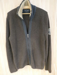 Marco Polo Strickjacke Pullover Herren Gr M Schokoladenbraun mit Grau TOP