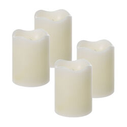 LED-Kerze 4er-Set mit Timer Kerzenlicht Echtwachskerze Creme Ø 7 x 9 cm