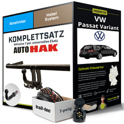 Für VW Passat Variant B5.5 3B6 Anhängerkupplung abnehmbar +eSatz 7pol uni 00-Exklusiv für unsere Kunden: Montage ab 449,- Euro