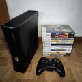 Xbox 360 Slim Schwarz 320 GB + Controller + 12 Spiele