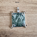 ORIGINAL PENDENTIF EN SERAPHINITE, PIERRE DE LUNE ET ARGENT 925 - FAIT MAIN