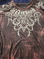 AFFLICTION, RED SKELETAL DESIGN , 2XL, LIVE FAST *DISTRESSED*