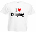 T-Shirt I Love Camping für Damen Herren und Kinder Farben Schwarz Weiss Pink