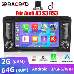 2+64G Für Audi A3 S3 RS3 8P1 8PA 7" Carplay Android 13 Autoradio GPS Navi Kamera