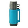 1 Liter Thermosflasche Thermoskanne Isolierflasche Isolierkanne blau + 2 Becher