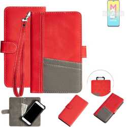 Schutzhülle für Samsung Galaxy M21 2021 rot + grau Wallet Case Bookstyle Hüll