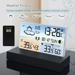 Wetterstation mit Außensensor Hygrometer Thermometer Wecker Uhr Farbdisplay