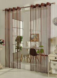 Fadengardine Fadenstore Vorhang mit Ösen Raumteiler 140 x 250 cm, Braun