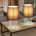 Schlafzimmerleuchte Tischlampe Nachttischlampe chrom Gitter Textil lila 2er Set