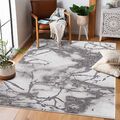 Teppich Wohnzimmer Modern - Grau Anthrazit Meliert Abstrakt - Kurzflor/Flachflor