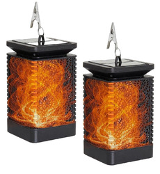 DECO EXPRESS Dekorative Solar Gartenlampe, LED Flackernder Flammeneffekt 2er-Pack