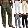 Herren Sommer Strand Locker Baumwolle Leinen Hose Yoga Kordelzug Elastisches ☀