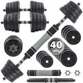 C.P.Sports 2in1 Kurzhantel & Langhantel Set 30kg / 40kg | Hantelscheiben – Ge...