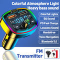 KFZ Bluetooth5.0 FM Transmitter Auto Radio MP3 Player Dual USB Ladegerät Adapter