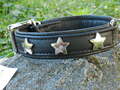 Lederhalsband 45cm 55cm Sterne Nieten Hundehalsband Hund Leder Nietenhalsband 
