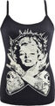 DAMEN SCHWARZ WESTE TOP MARILYN MONROE TATTOO 50er PIN-UP VINTAGE GLAMOUR S-2XL