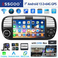 Für Fiat 500 2007-2015 Autoradio 7" DAB+ Carplay 64G Android 13 GPS Navi RDS Kam