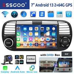 Für Fiat 500 2007-2015 Autoradio 7" DAB+ Carplay 64G Android 13 GPS Navi RDS Kam