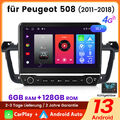 10.1" Android 13 Autoradio Carplay Für Peugeot 508 GPS Navi WIFI 4G 6+128GB DAB+