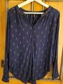 Pepe Jeans schicke Bluse, Damen, Gr S, dunkelblau mit roten Mustern.