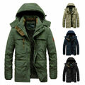 Herren Winterjacke Outdoor Jacke Warm Gefüttert Wasserdichte Parka Armee Mantel